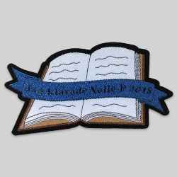 Woven book with metallic blue yarn