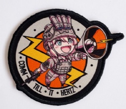 printed badge with embroidered border